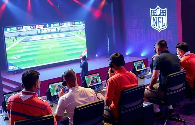 NFL India Power Play esports tournament with Indian players competing on stage in Hyderabad