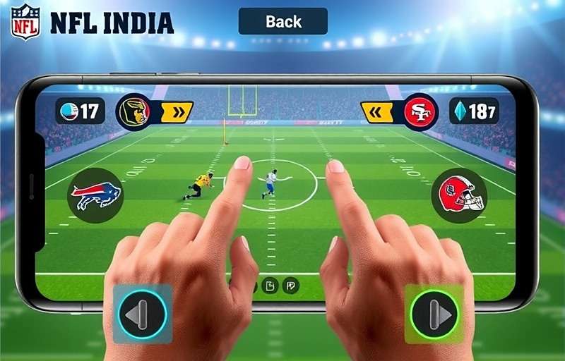 NFL India Power Play gameplay interface showing touch controls optimized for Indian users